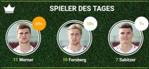 RB-Spieler des 33.Spieltags gegen den FC Bayern München bei fan-arena.com