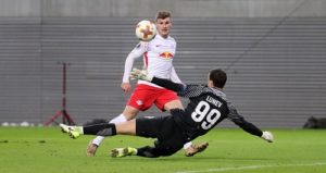 Bis dahin lief alles perfekt für RB Leipzig. Timo Werner macht das 2:0 gegen Zenit St. Petersburg. | GEPA Pictures - Sven Sonntag